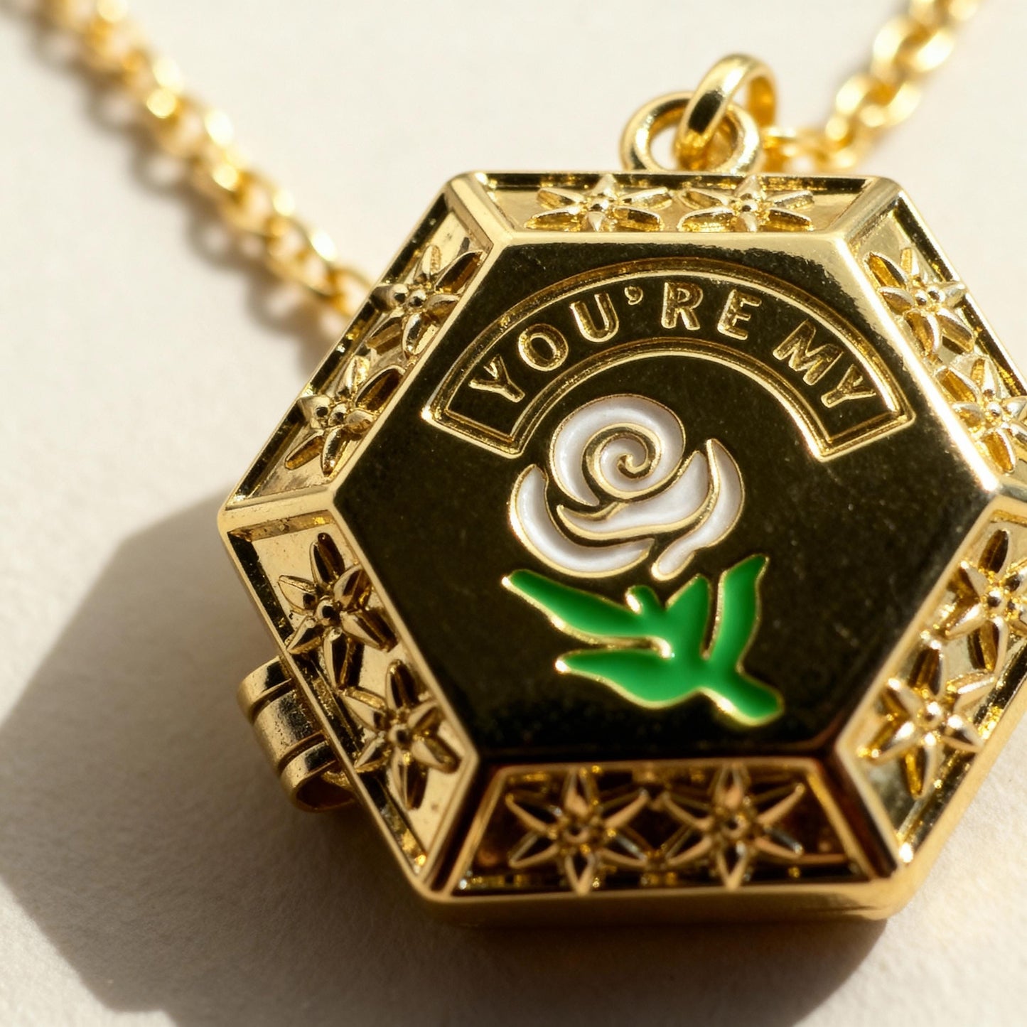 Rose Hexagon Photo Locket Necklace – Personalized Keepsake Gift